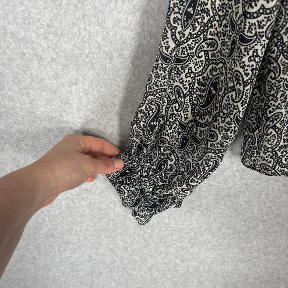 Zara Blouse Large Paisley Ruffle Smocked Cottage Coquette Feminine Babydoll Boho - Picture 4 of 12